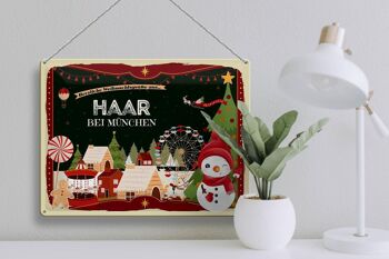 Panneau en étain Vœux de Noël HAAR PRÈS DE MUNICH cadeau 40x30cm 3