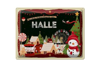 Plaque en tôle Salutations de Noël de HALLE cadeau 40x30cm 1