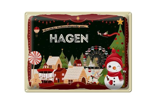 Blechschild Weihnachten Grüße HAGEN Geschenk FEST 40x30cm