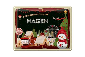 Plaque en tôle Salutations de Noël HAGEN cadeau FEST 40x30cm 1