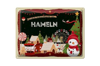 Plaque en tôle Salutations de Noël du cadeau HAMELN 40x30cm 1