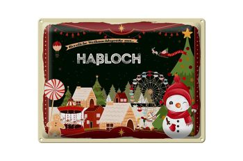 Plaque en tôle Salutations de Noël du cadeau HAßLOCH 40x30cm 1