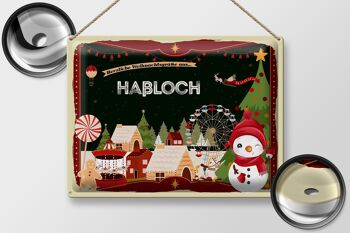 Plaque en tôle Salutations de Noël du cadeau HAßLOCH 40x30cm 2