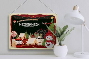 Plaque en tôle Salutations de Noël HEIDENHEIM AN DER BRENZ cadeau 40x30cm 3