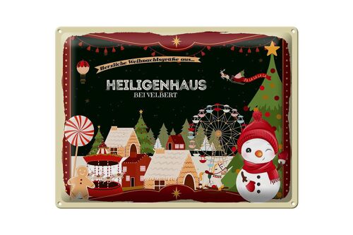 Blechschild Weihnachten Grüße HEILIGENHAUS BEI VELBERT Geschenk 40x30cm