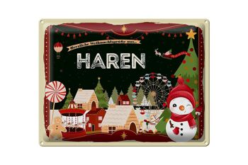 Plaque en étain Salutations de Noël du cadeau HAREN 40x30cm 1