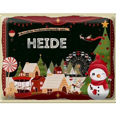 Blechschild Weihnachten Grüße aus HEIDE Geschenk 40x30cm