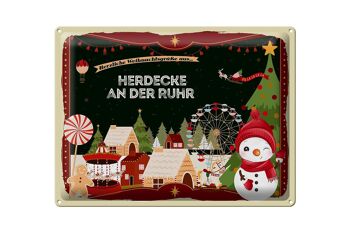 Plaque en tôle Salutations de Noël HERDECKE AN DER RUHR cadeau 40x30cm 1