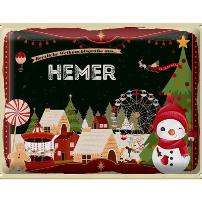 Cartel de chapa Saludos navideños de HEMER regalo 40x30cm