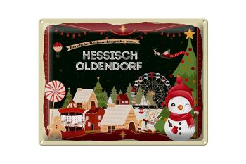 Plaque en tôle Salutations de Noël HESSISCH OLDENDORF cadeau 40x30cm 1