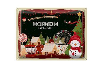 Signe en étain Salutations de Noël HOFHEIM AM TAUNUS cadeau 40x30cm 1