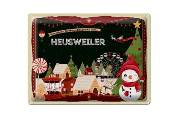 Plaque en tôle Salutations de Noël HEUSWEILER cadeau 40x30cm 1