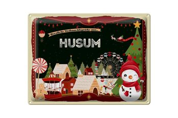 Plaque en étain Salutations de Noël du cadeau HUSUM 40x30cm 1