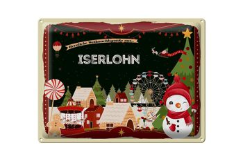 Plaque en tôle Salutations de Noël ISERLOHN cadeau 40x30cm 1