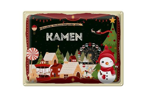 Blechschild Weihnachten Grüße aus KAMEN Geschenk 40x30cm