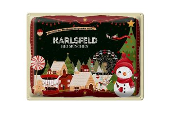 Plaque en étain Vœux de Noël KARLSFELD PRÈS DE MUNICH cadeau 40x30cm 1
