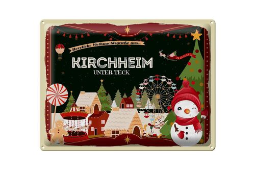 Blechschild Weihnachten Grüße KIRCHHEIM UNTER TECK Geschenk 40x30cm