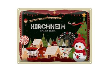 Plaque en tôle Vœux de Noël KIRCHHEIM UNDER TECK cadeau 40x30cm 1