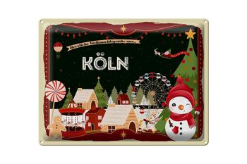 Plaque en tôle "Vœux de Noël de COLOGNE" cadeau 40x30cm 1
