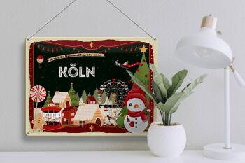 Plaque en tôle "Vœux de Noël de COLOGNE" cadeau 40x30cm 3