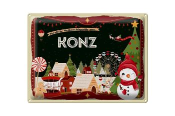 Plaque en tôle Vœux de Noël KONZ cadeau FEST 40x30cm 1