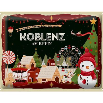 Cartel de chapa Saludos navideños KOBLENZ AM RHEIN regalo 40x30cm