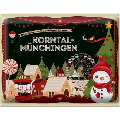 Cartel de chapa Saludos navideños KORNTAL-MÜNCCHINGEN regalo 40x30cm