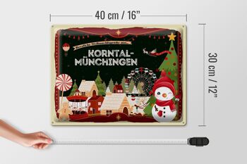 Plaque en tôle Salutations de Noël KORNTAL-MÜNCHINGEN cadeau 40x30cm 4