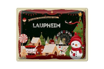 Plaque en tôle Vœux de Noël LAUPHEIM cadeau 40x30cm 1