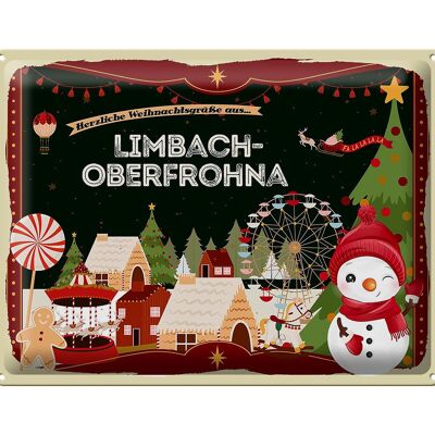 Blechschild Weihnachten Grüße LIMBACH-OBERFROHNA Geschenk 40x30cm