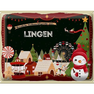Blechschild Weihnachten Grüße aus LINGEN Geschenk 40x30cm