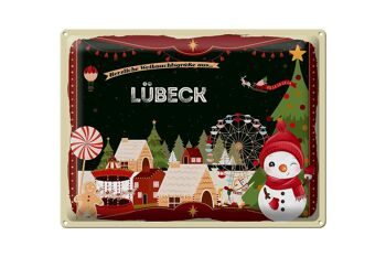 Plaque en tôle Salutations de Noël de LÜBECK cadeau 40x30cm 1
