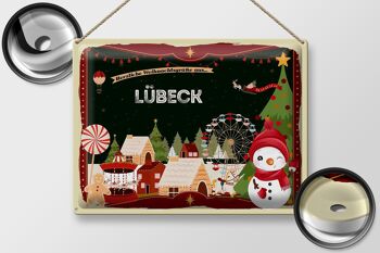 Plaque en tôle Salutations de Noël de LÜBECK cadeau 40x30cm 2