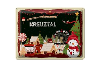 Plaque en tôle Salutations de Noël KREUZTAL cadeau 40x30cm 1