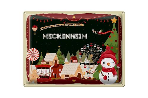 Blechschild Weihnachten Grüße MECKENHEIM Geschenk 40x30cm