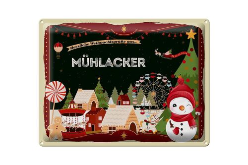 Blechschild Weihnachten Grüße MÜHLACKER Geschenk 40x30cm