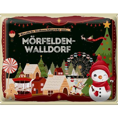 Cartel de chapa Saludos navideños MÖRFELDEN-WALLDORF regalo 40x30cm