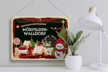 Plaque en tôle Salutations de Noël MÖRFELDEN-WALLDORF cadeau 40x30cm 3