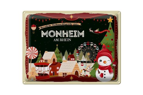 Blechschild Weihnachten Grüße MONHEIM AM RHEIN Geschenk 40x30cm