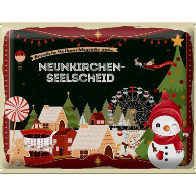 Cartel de chapa Saludos navideños de NEUNKIRCHEN-SEELSCHEID 40x30cm