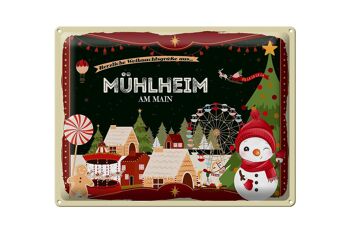 Plaque en tôle Salutations de Noël MÜLHEIM AM MAIN cadeau 40x30cm 1