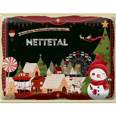 Cartel de chapa Saludos navideños NETTETAL regalo 40x30cm