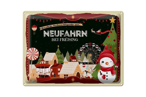 Blechschild Weihnachten Grüße NEUFAHRN BEI FREISING 40x30cm