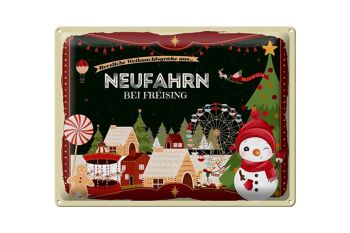 Plaque en tôle Vœux de Noël NEUFAHRN BEI FREISING 40x30cm 1