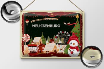 Plaque en tôle Vœux de Noël NEU-ISENBURG cadeau 40x30cm 2
