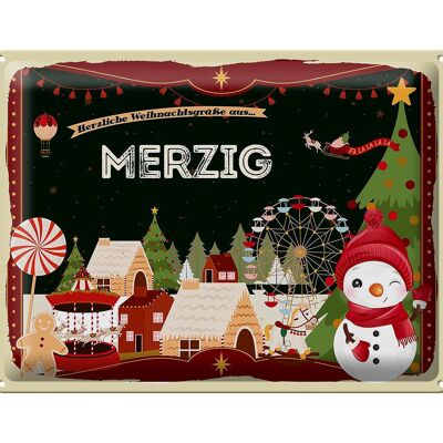 Targa in metallo auguri di Natale MERZIG regalo FEST 40x30 cm