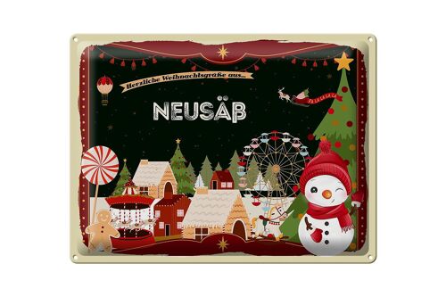 Blechschild Weihnachten Grüße aus NEUSÄß Geschenk 40x30cm
