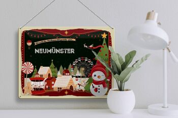 Plaque en tôle Vœux de Noël NEUMÜNSTER cadeau 40x30cm 3