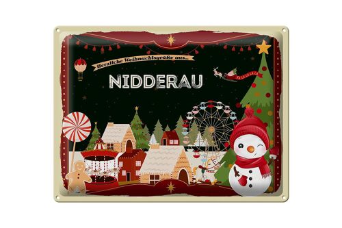 Blechschild Weihnachten Grüße NIDDERAU Geschenk 40x30cm