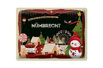 Plaque en tôle Salutations de Noël NÜMBRECHT cadeau 40x30cm 1
